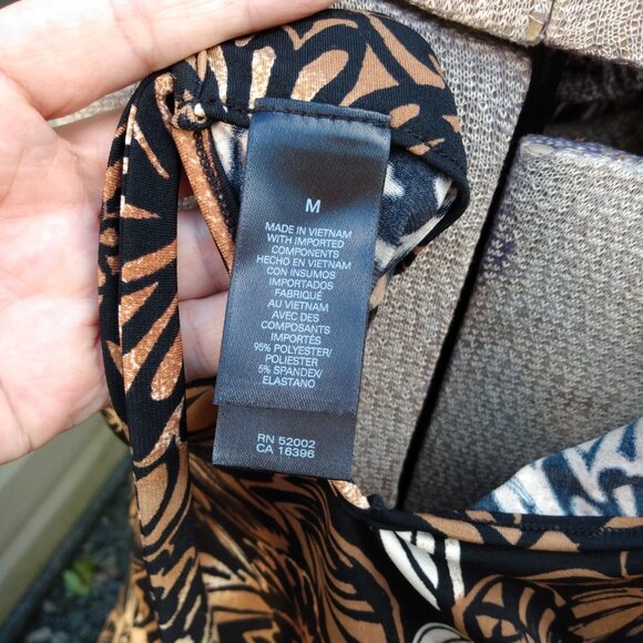 Brown Black Floral Dress Size Medium Sleeveless Liz Claiborne - Picture 9 of 10